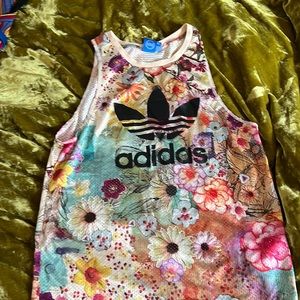 Floral adidas top sz large